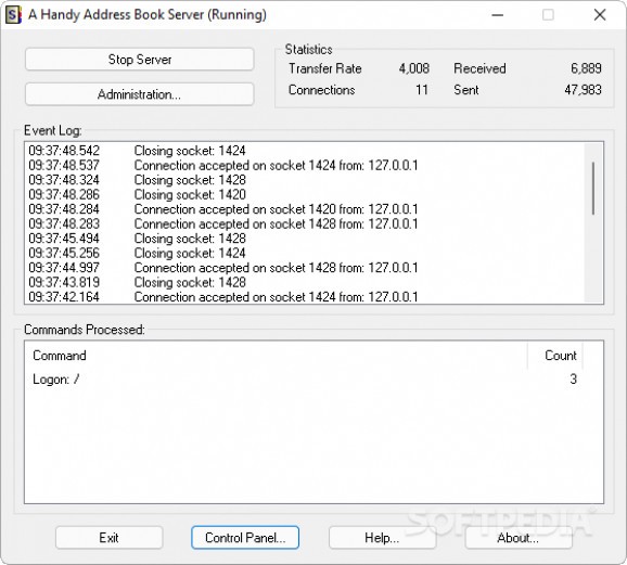 A Handy Address Book Server screenshot