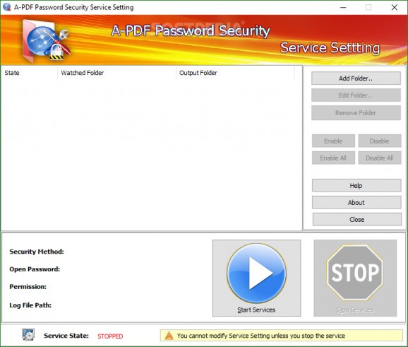 A-PDF Password Security Service screenshot