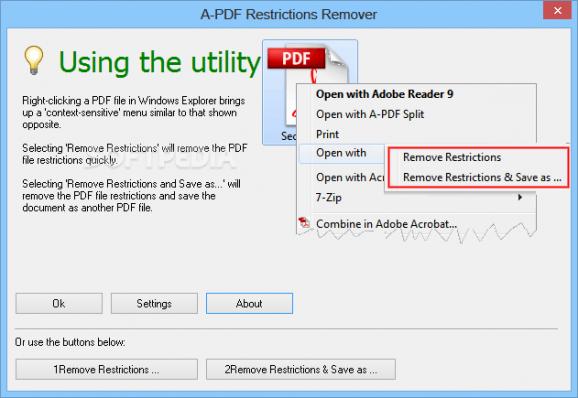 A-PDF Restrictions Remover screenshot