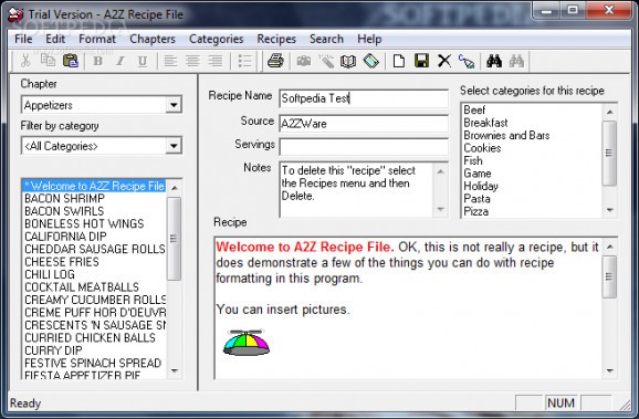 A2Z Recipe File screenshot