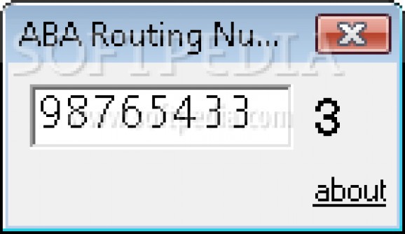 ABA Routing Number Check Digit Calculator screenshot