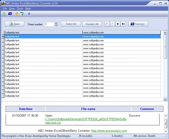 ABC Amber Excel2BlackBerry Converter screenshot