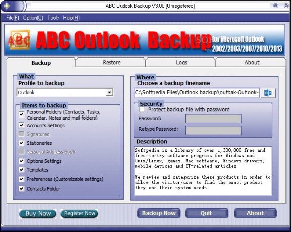 ABC Outlook Backup screenshot