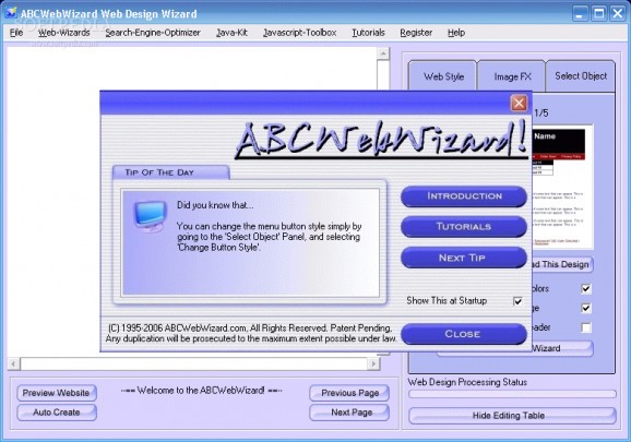 ABCWebWizard Website Design Software screenshot