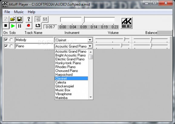 AKoff MIDI Player screenshot