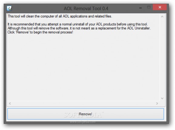 AOL Removal Tool screenshot