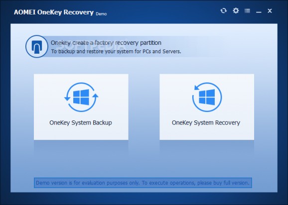 AOMEI OneKey Recovery screenshot