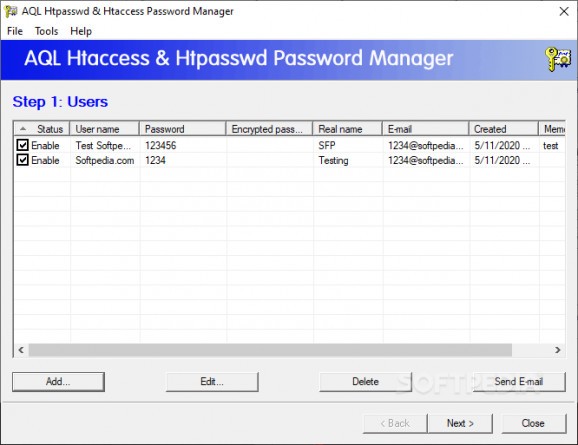AQL htpasswd & htaccess Password Manager screenshot