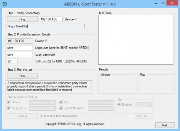 AREDN U-Boot Tester screenshot
