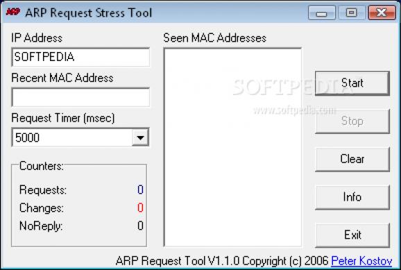 ARP Request Stress Tool screenshot