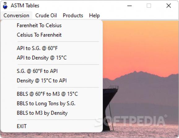 ASTM Tables screenshot