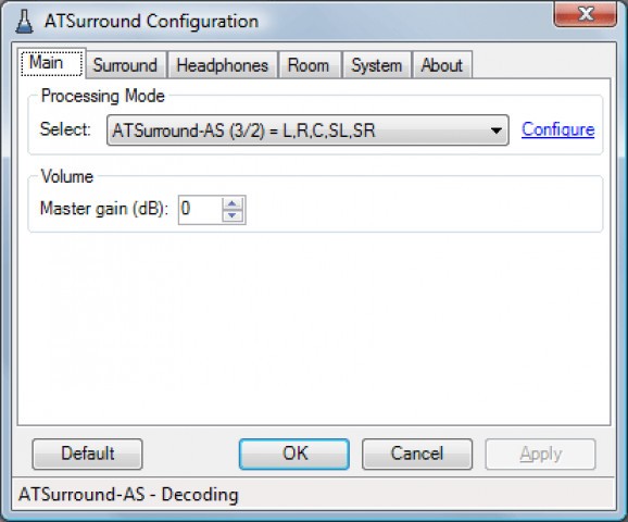 ATSurround Processor for foobar2000 screenshot