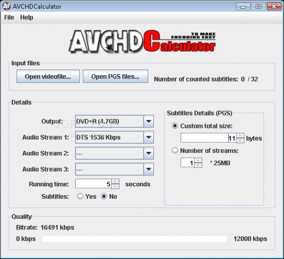 AVCHDCalculator screenshot