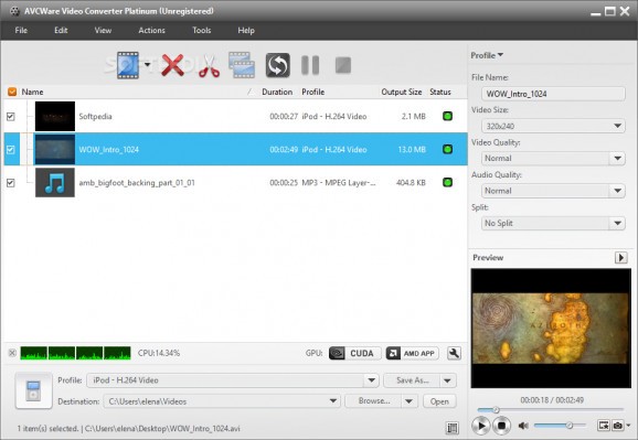 AVCWare Video Converter Platinum screenshot