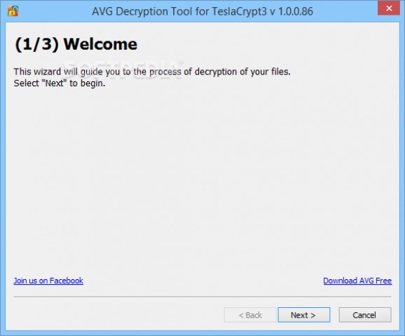 AVG Decryption Tool for TeslaCrypt screenshot