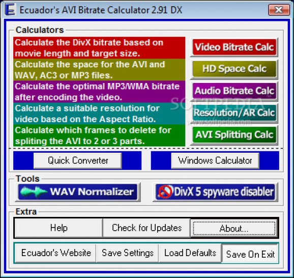 AVI Bitrate Calculator screenshot
