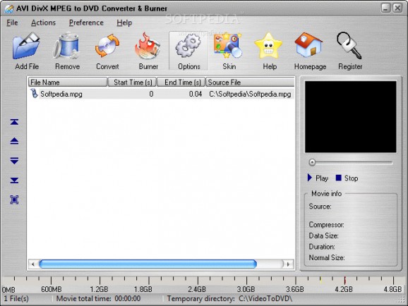 AVI DivX MPEG to DVD Converter & Burner screenshot