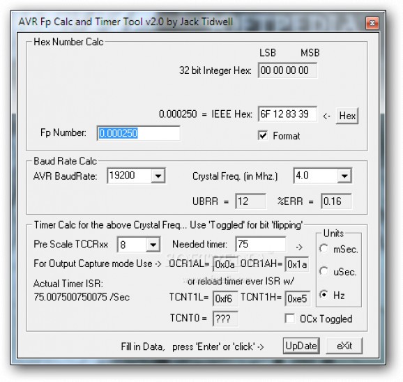 AVR Fp Calc and Timer Tool screenshot