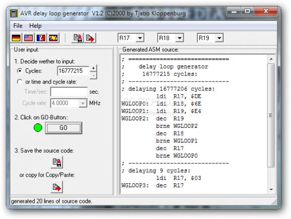 AVR delay loop generator screenshot