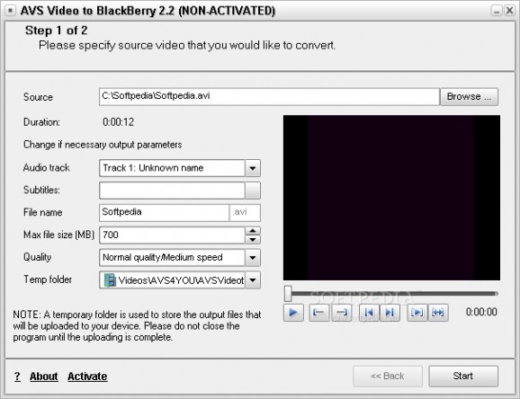 AVS Video to BlackBerry screenshot