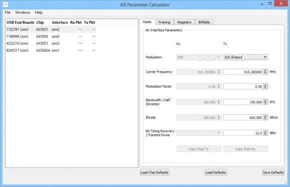 AX Parameter Calculator screenshot