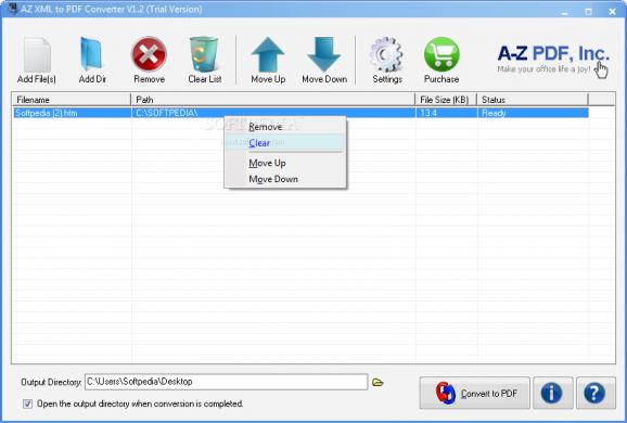 AZ XML to PDF Converter screenshot