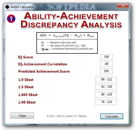 Ability-Achievement Discrepancy Analysis screenshot