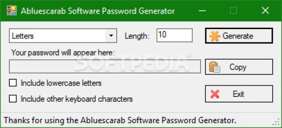 Abluescarab Software Password Generator screenshot