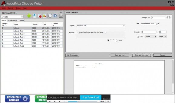 AccelMax Cheque Writer screenshot