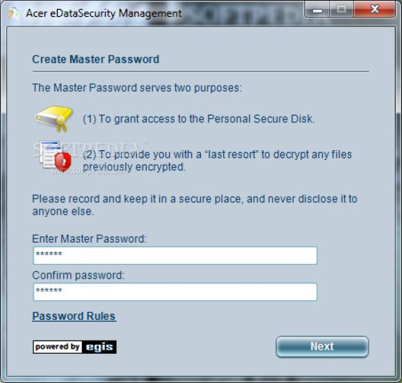 Acer eDataSecurity Management screenshot