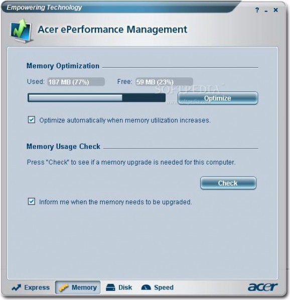Acer ePerformance Management screenshot