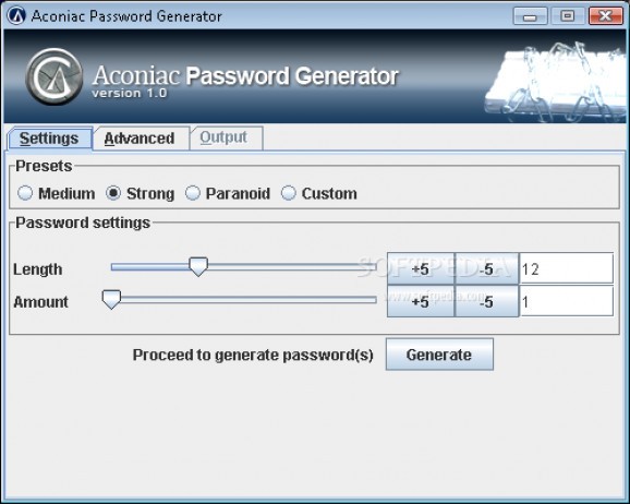 Aconiac Password Generator screenshot