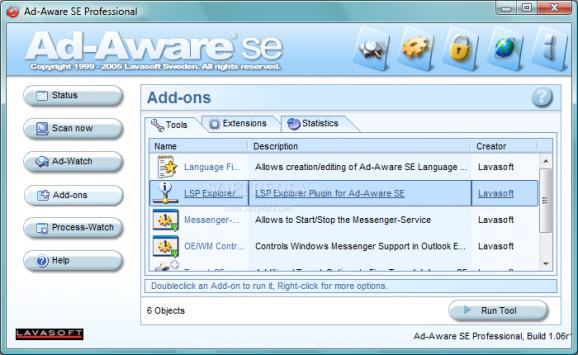 Ad-Aware LSP Explorer plug-in screenshot