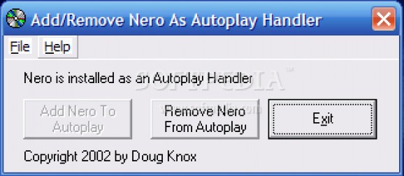 Add / Remove Nero as AutoPlay Handler screenshot