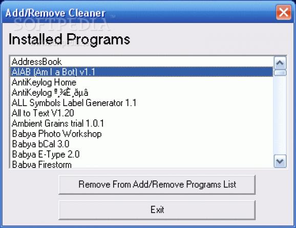 Add/Remove program cleaner screenshot