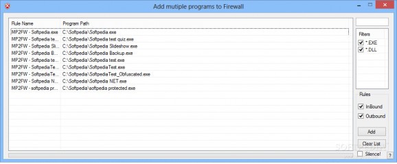 Add multiple programs to Firewall screenshot