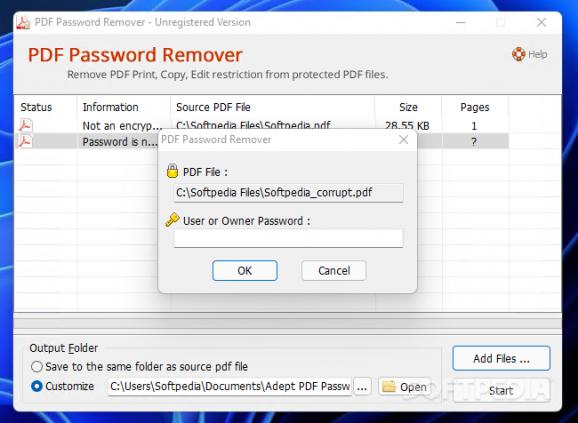 Adept PDF Password Remover screenshot