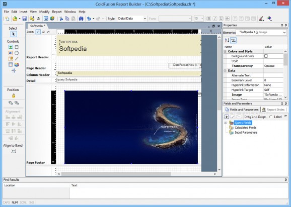 Adobe ColdFusion Report Builder screenshot