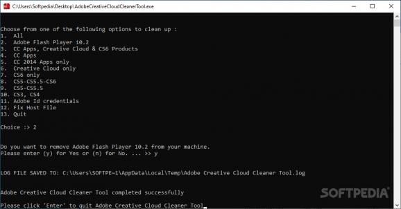 Adobe Creative Cloud Cleaner Tool screenshot