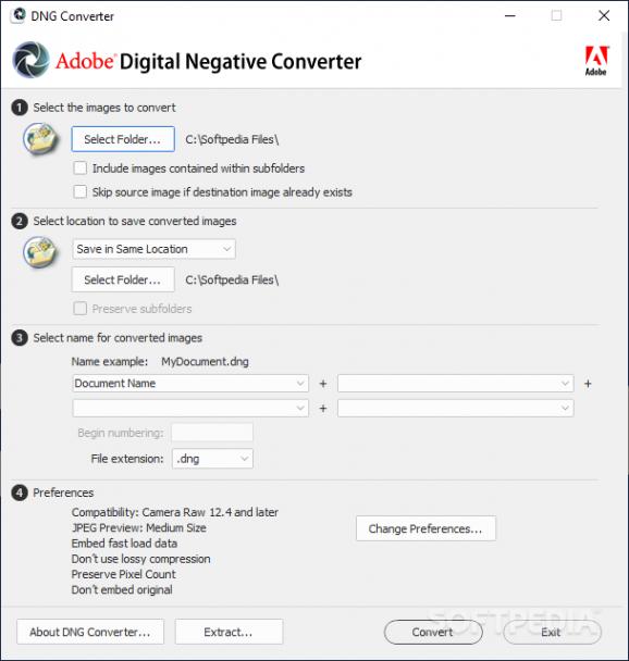 Adobe DNG Converter screenshot