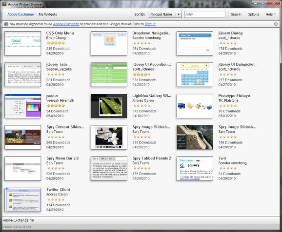 Adobe Widget Browser screenshot
