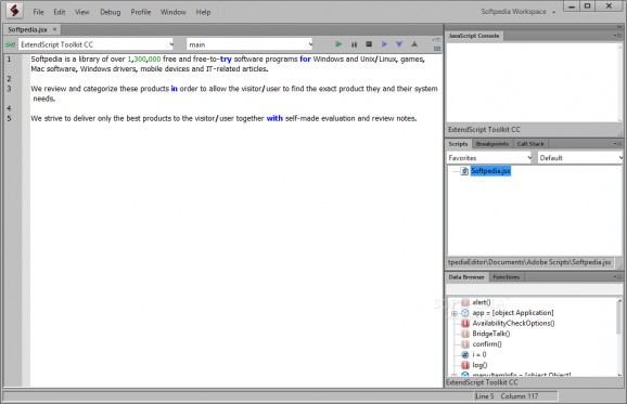 Adobe ExtendScript Toolkit screenshot
