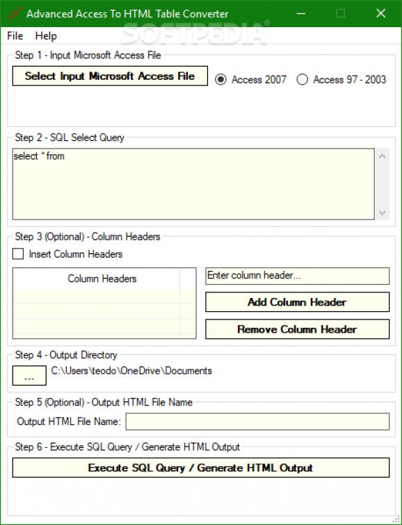 Advanced Access To HTML Table Converter screenshot