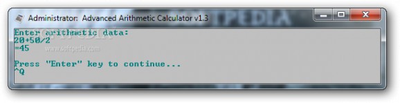 Advanced Arithmetic Calculator screenshot