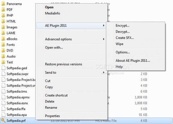 Advanced Encryption Plugin for Windows Explorer screenshot