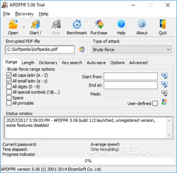 Advanced PDF Password Recovery Pro screenshot