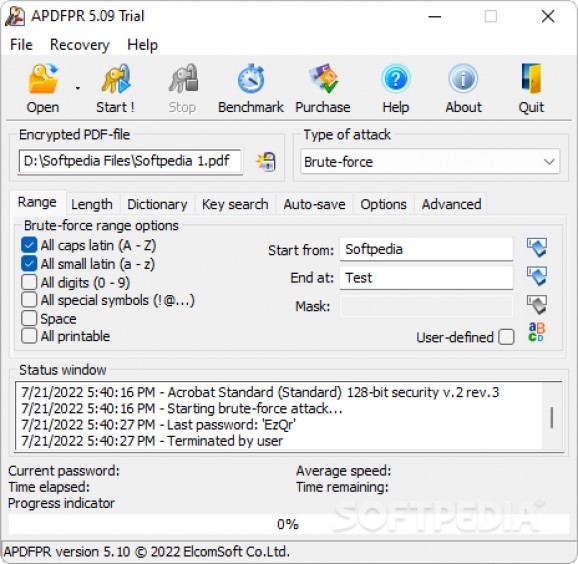 Advanced PDF Password Recovery screenshot