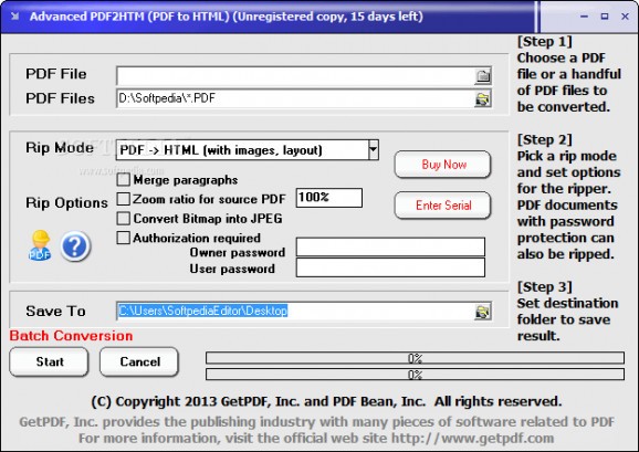 Advanced PDF2HTM (PDF to HTML) screenshot