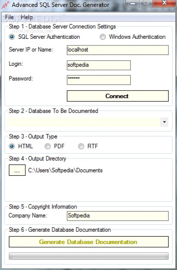 Advanced SQL Server Documentation Generator screenshot
