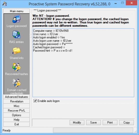 Proactive System Password Recovery screenshot